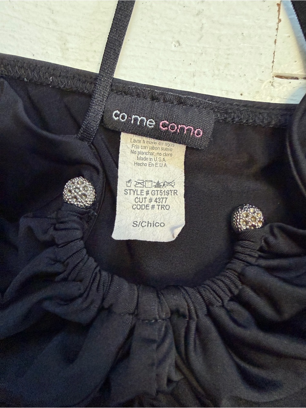 Vintage Come Como Black Ruched Tank Top - Picture 3 of 9
